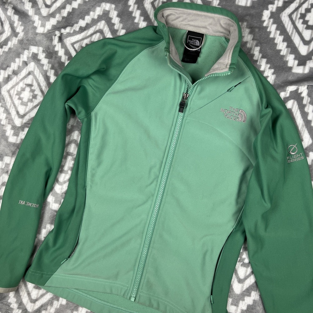 The North Face Jacket Womens XS Green Fleece Full Zip Mock Neck Flight Series